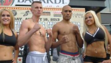 El polaco Andrej Fonfara y Gabriel Campillo, durante el pesaje previo a la pelea.