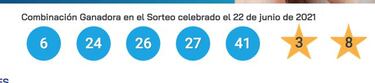 Euromillones: comprobar los resultados del sorteo de hoy, martes 22 de junio