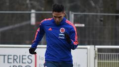 Falcao Garc&iacute;a en uno de los entrenamientos de la Selecci&oacute;n Colombia en Chantilly.