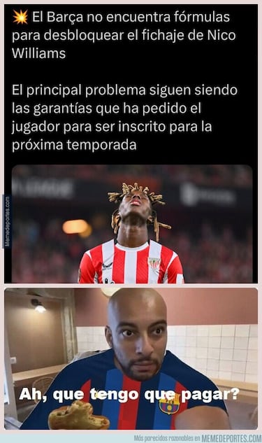 Los memes se ceban con el Barcelona tras la renovación de Nico Williams con el Athletic