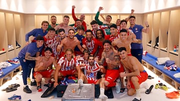 La plantilla del Atlético, tras la clasificación a la final de Copa.
