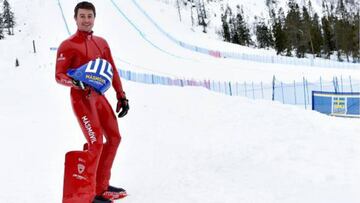 Jan Farrell posa antes de competir en la prueba del Campeonato del Mundo de Speed Ski en la pista sueca de Idre Fjäll.