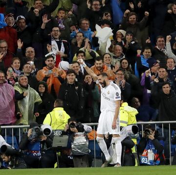 Benzema marc¨® los dos goles locales del empate a dos contra los franceses. En la imagen, el 2-0.