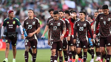 Roberto Alvarado, Orbelin Pineda, Alexis Vega of Mexico during the game international friendly between Mexican National team (Mexico) and Uruguay at Empower Field at Mile High Stadium, on June 05, 2024, Denver Colorado, United States.