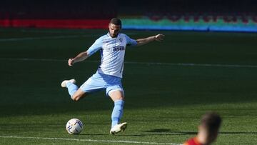 David Lombán, durante el Málaga - Zaragoza.