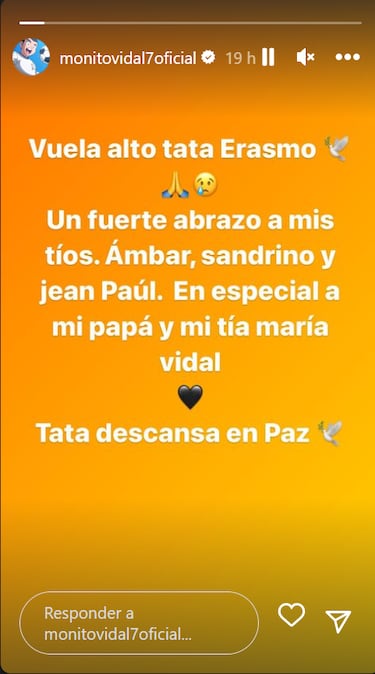 “Vuela alto tata Erasmo”: la despedida de ‘Monito’ Vidal a su abuelo