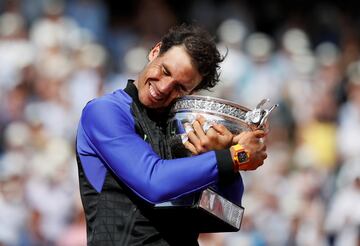 Rafa Nadal en Roland Garros de 2017, ganó a David Goffin por 6-4 y 7-6.