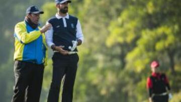 José María Olazabal a Álvaro Quirós durante la jornada de ayer.