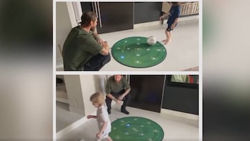 Sergio Ramos gives his kids a ball control masterclass with multi-coloured flashing mat