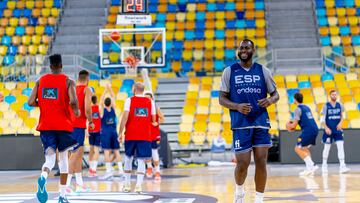 Garuba, en el entrenamiento de la Selección en Las Palmas.