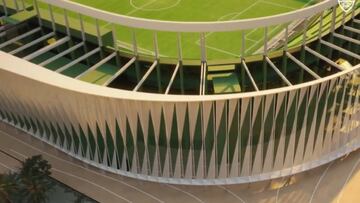 Un exterior con un diseño futurista.