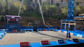 La pista de baloncesto 3x3 de los Juegos Mediterr&aacute;neos de Tarragona en el Auditori Camp de Mart.