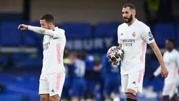 Eden Hazard y Karim Benzema, tras el 1-0 del Chelsea.