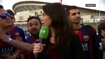 Una periodista francesa a un hincha en la final de Copa: "¡No me toques!"