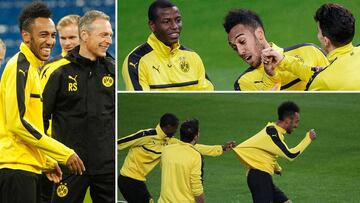 Aubameyang, pura felicidad en el Bernabéu: así fue su práctica