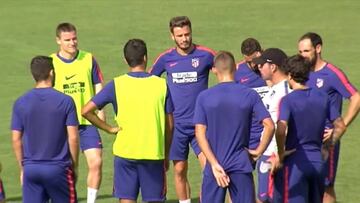 Sesión técnica del Atlético de Madrid pensando en el Cagliari