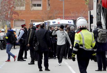 Llegada del autobús del Real Madrid. 
