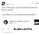A la novia de Cesc 'le gusta' que Messi siga al Chelsea