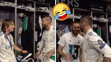 En pleno festejo, Ramos le hace una broma a Benzema