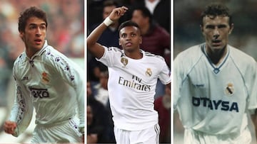 Raúl, Rodrygo y Butragueño, jugadores del Real Madrid.