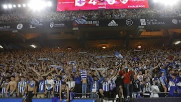 La afición del Deportivo en el partido ante el Albacete.