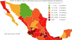 Mapa y casos de coronavirus en M&eacute;xico por estados hoy 14 de junio