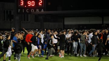 La afición del Real Unión celebra el pase ante el Cádiz en la anterior ronda de Copa del Rey.
