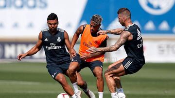 31/08/18 PRIMER ENTRENAMIENTO DE MARIANO CON EL REAL MADRID  CASEMIRO SERGIO RAMOS
 FOTO:REALMADRID.COM