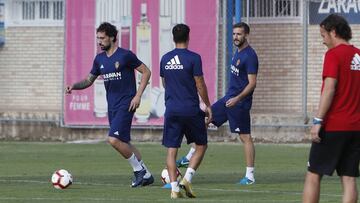 Eguaras, en el entrenamiento de esta mañana.