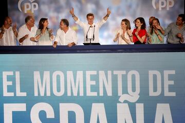 Spain's opposition People's Party leader Alberto Nunez Feijoo delivers a speech during the general election, in Madrid, Spain, July 24, 2023. REUTERS/Juan Medina