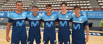 Los jugadores del filial Gonzalo de Miguel, Sergio Vizuete, Angel León, David Segovia y Alonso Manzanares.