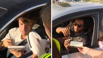 Marcelo y Odriozola firmaron a los aficionados en Valdebebas