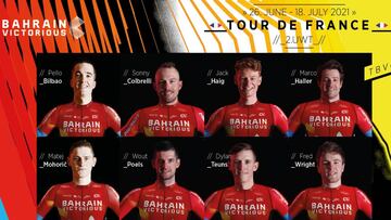 Alineación del Bahrain para el Tour de Francia 2021.