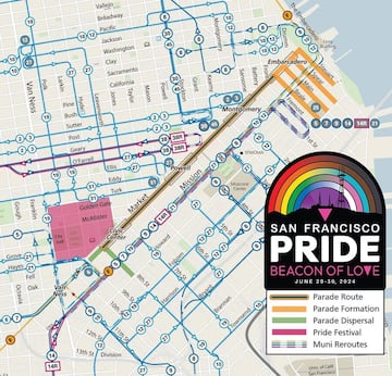 Aquí la ruta del Desfile del Orgullo de San Francisco 2024.