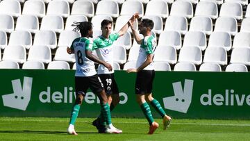 El Racing celebra un gol esta temporada.