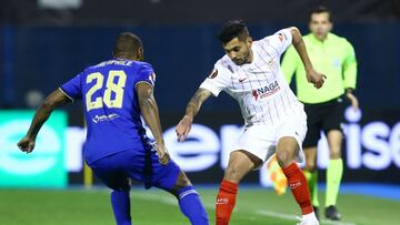 Jes&uacute;s Corona durante el partido en contra edl Dinamo Zagreb