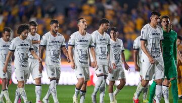 during the 5th round match between Tigres UANL and Pumas UNAM as part of the Torneo Clausura 2024 Liga BBVA MX at Universitario Stadium on February 03, 2024 in Monterrey, Nuevo Leon, Mexico.