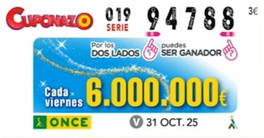 Cuponazo de la ONCE: comprobar los resultados del sorteo hoy, viernes 31 de octubre