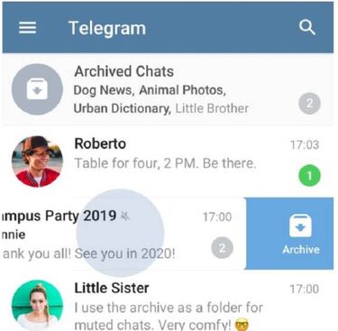 Actualización de Telegram: ya puedes archivar tus mensajes y su nuevo diseño