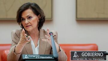 Carmen Calvo during the Constitutional Commission of the Congress in Madrid May 18, 2020