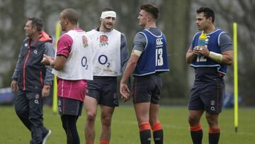 Jonny May y Henry Slade.