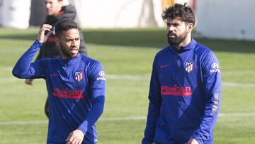 Costa y Lodi, durante un entrenamiento con el Atlético.