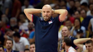 Sasha Djordjevic, exseleccionador serbia, durante un partido contra Espa&ntilde;a.