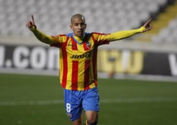 Gol 0-2 del Valencia,  Alegría de Feghouli