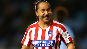 Charlyn Corral celebra un gol con el Atl&eacute;tico. 