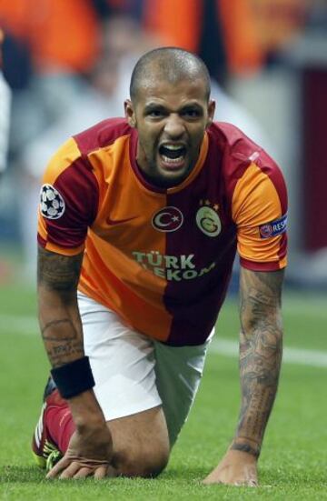 Galatasaray-Copenhague. Felipe Melo celebra el 1-0.