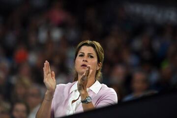 Mirka Federer sufriendo en la final del Open Australia