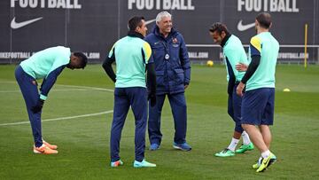 Paolorroso, el preparador físico del 'Tata' Martino en el Barcelona durante un entrenamiento.