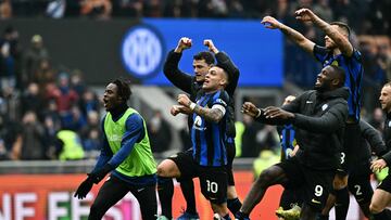 El Inter celebra la victoria ante el Hellas Verona.