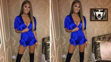La modelo lituana Sylvija Vasilevska antes y despu¨¦s de convertirse en fan del Everton gracias al Photoshop.
